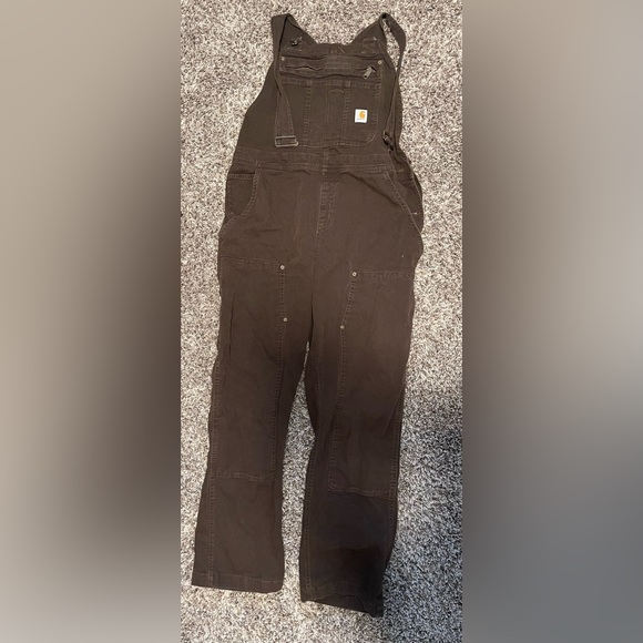 Carhartt Pants - Women’s loose fit Carhartt overalls, L, dark brown, like new